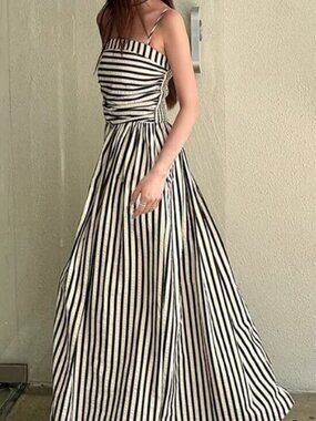 Striped Black & White Maxi Dress